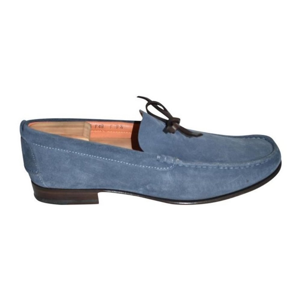 Santoni Fatte A Mano Blue Suede Loafer Size 9.5